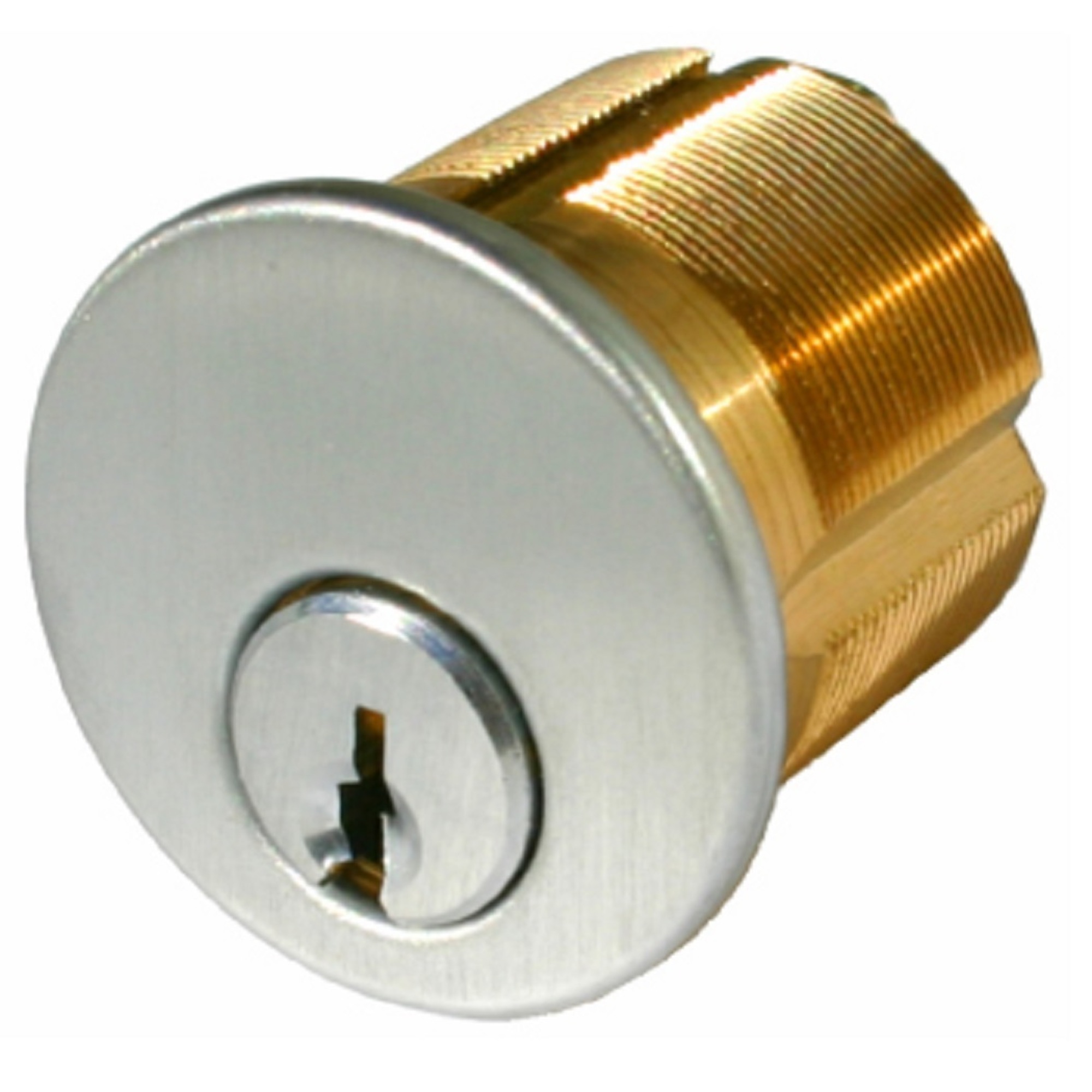 Trans Atlantic 1in. Mortise Cylinder — Brushed Chrome, Schlage Keyway, Model# DL-CYLTA560CSKD-US26D